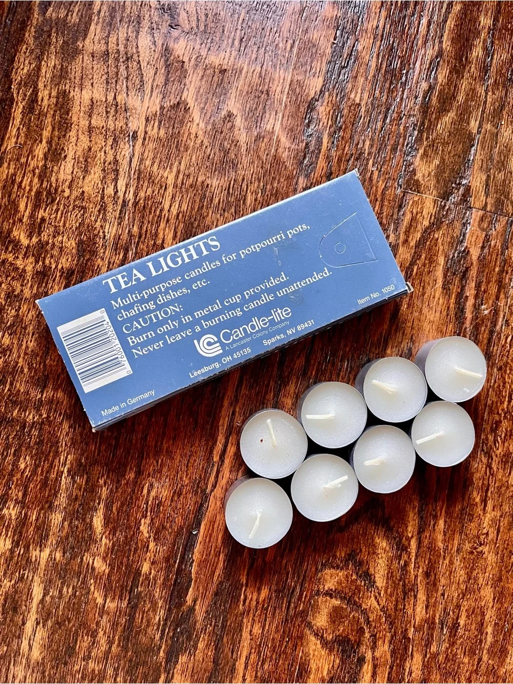 Vintage Candle-lite Set of 8 Small Tea Light Multi-Purpose Candles Metal Cap
